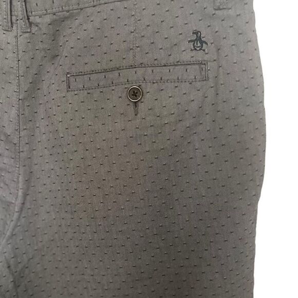 Penguin Men's Shorts Gray Pattern Chino Pockets Size 36 - Picture 4 of 10